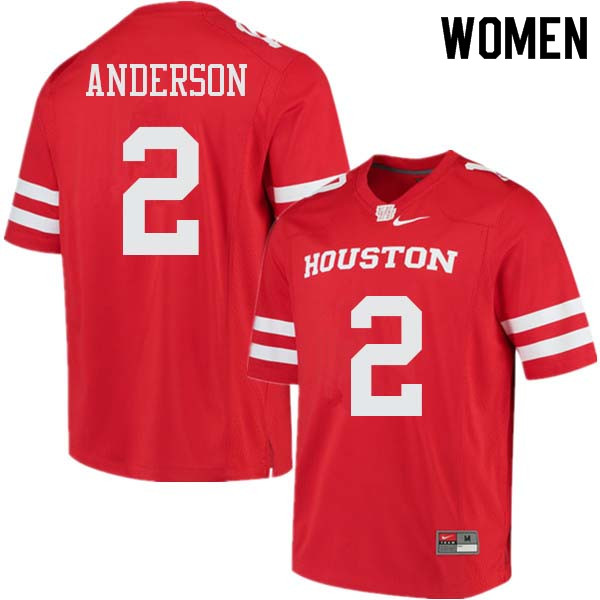 Women #2 Deontay Anderson Houston Cougars College Football Jerseys Sale-Red